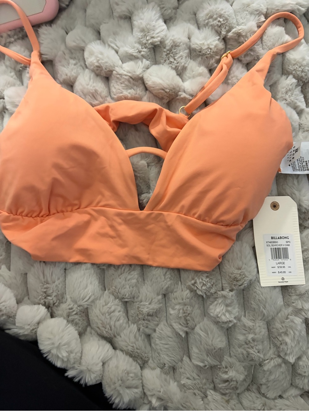 Billabong Coral Peach Bikini Top NWT LG